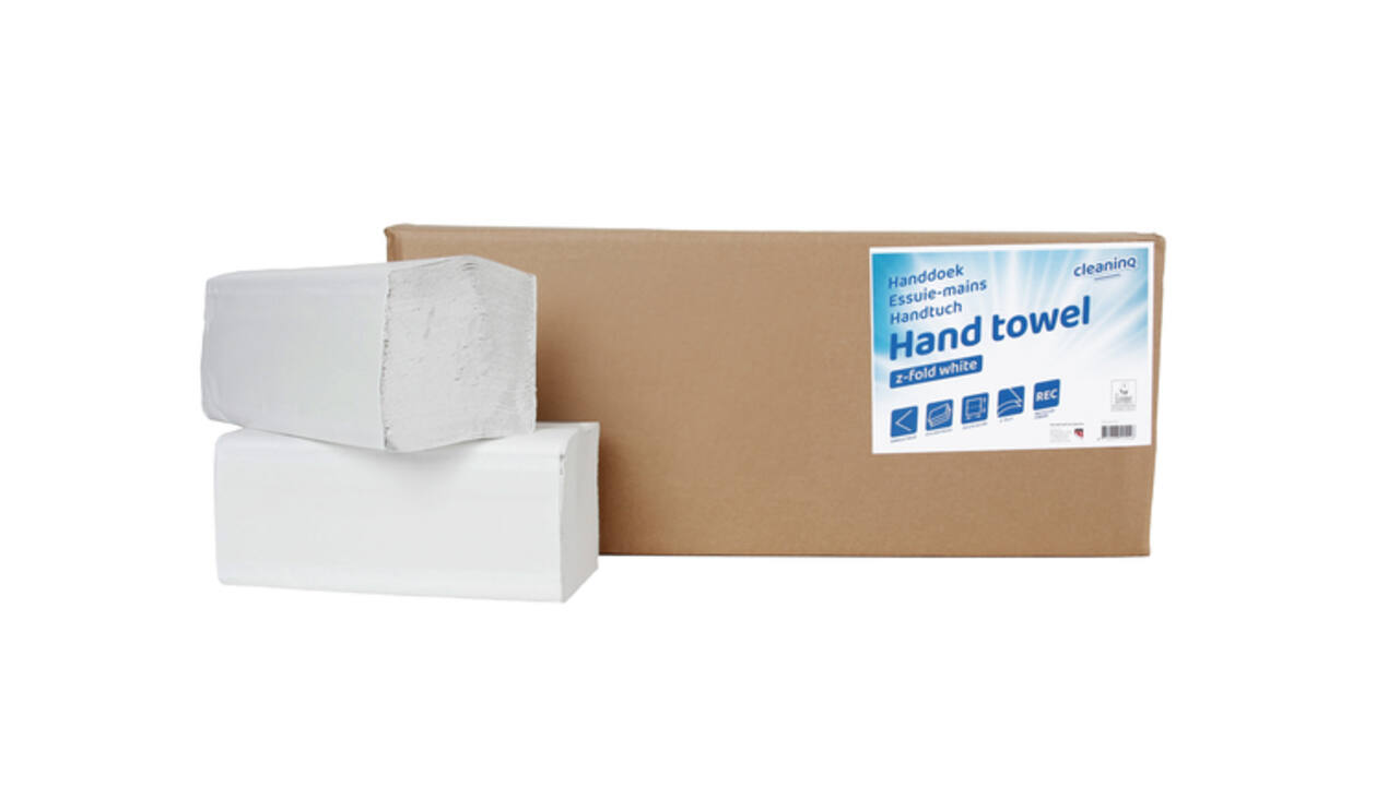 Handdoek Cleaninq H3 z-vouw 2-laags 225x220mm 20x200 vel wit