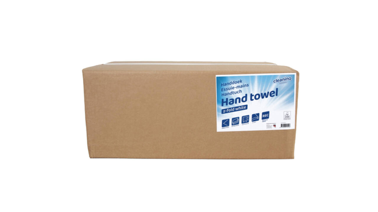 Handdoek Cleaninq H3 z-vouw 2-laags 225x220mm 20x200 vel wit