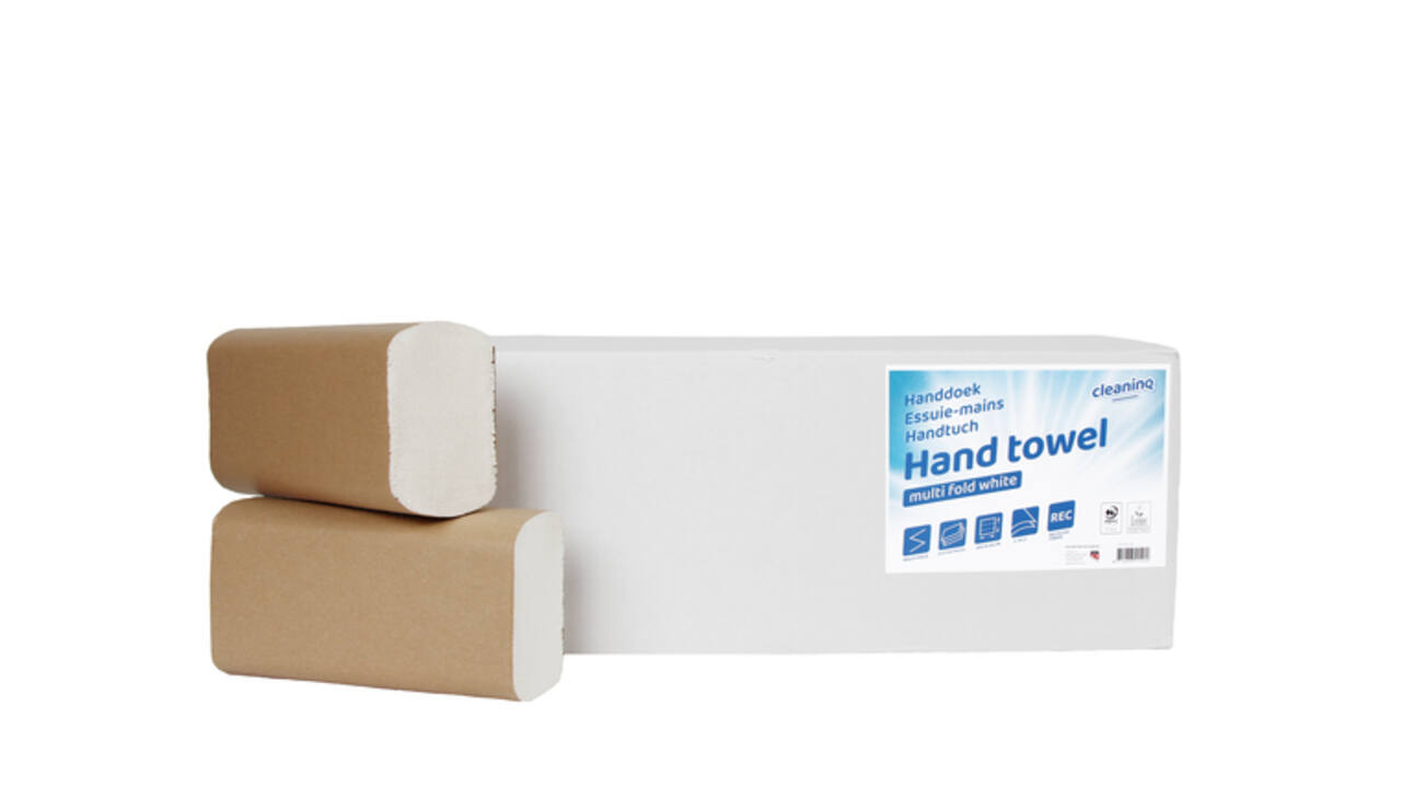 Handdoek Cleaninq H2 i-vouw 2-laags 205x240mm 25x150 vel wit