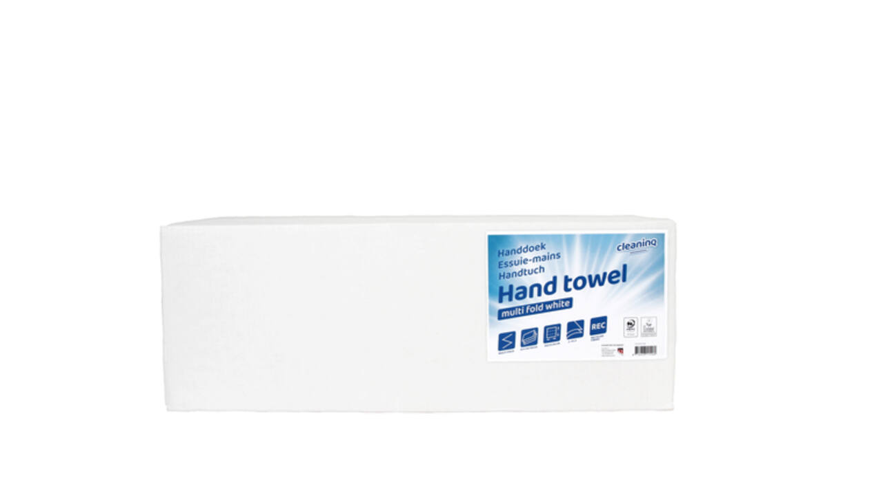 Handdoek Cleaninq H2 i-vouw 2-laags 205x240mm 25x150 vel wit