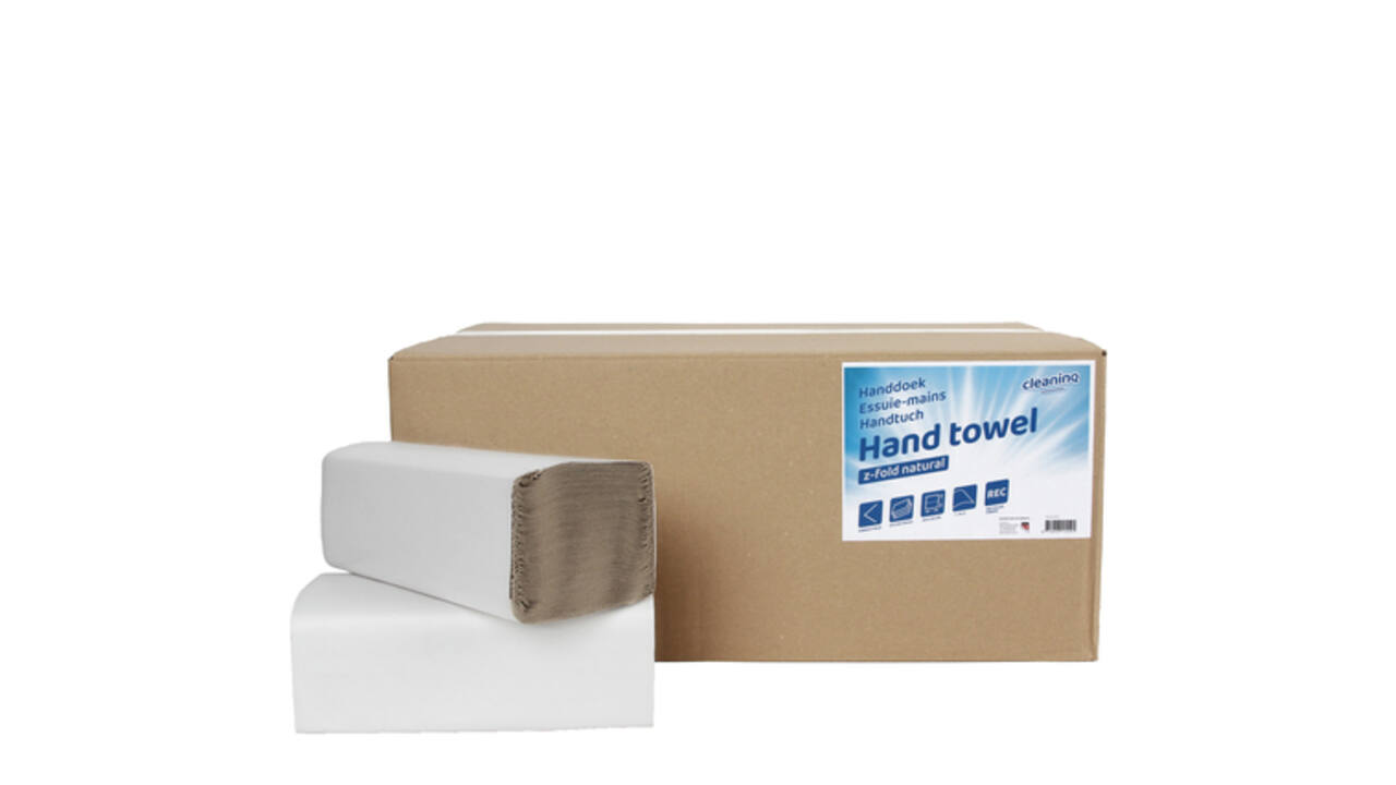 Handdoek Cleaninq H3 z-vouw 1-laags 250x230mm 20x250 vel naturel