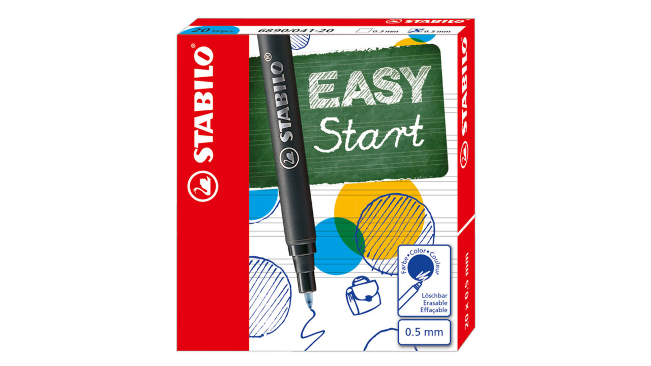 Rollerpenvulling STABILO Easyoriginal fijn blauw doosje à 20 stuks