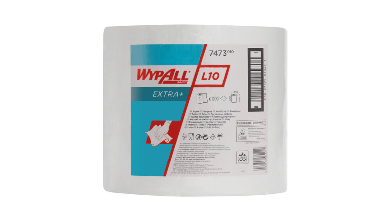 Poetsrol WypAll L10 Extra 1-laags 235mmx380m 1000 vel wit 7473