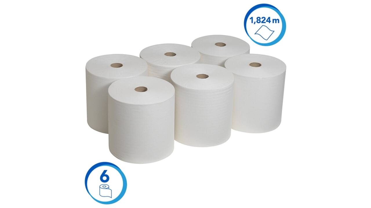Handdoekrol Scott 1-laags 304m wit 6667
