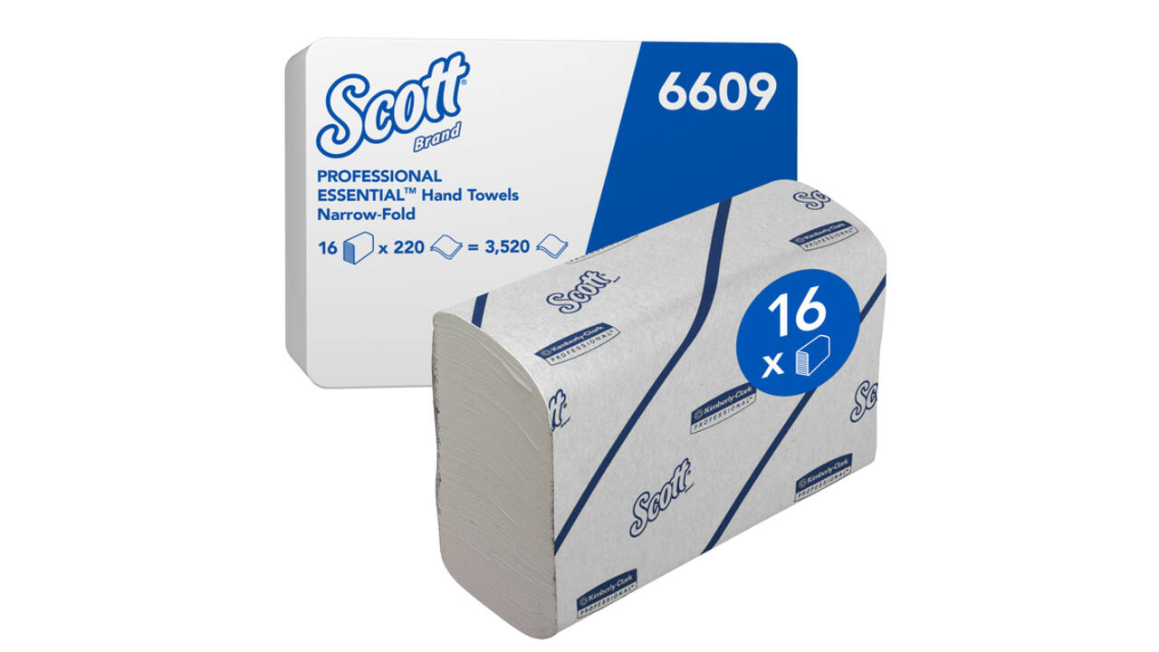 Handdoek Scott i-vouw 2-laags 212x186mm 16x220stuks wit 6609