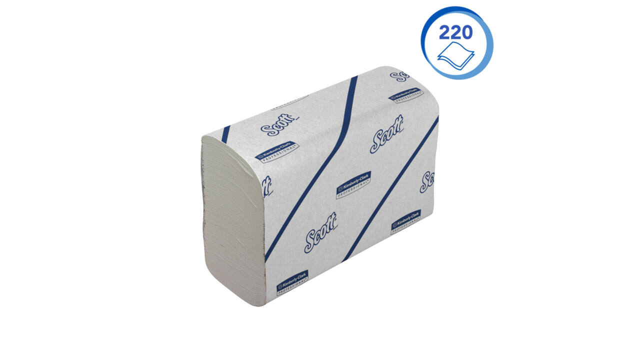 Handdoek Scott i-vouw 2-laags 212x186mm 16x220stuks wit 6609