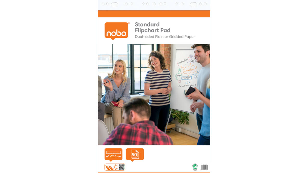 Flipoverpapier Nobo standaard 65x95cm dubbelzijdig rol 50vel