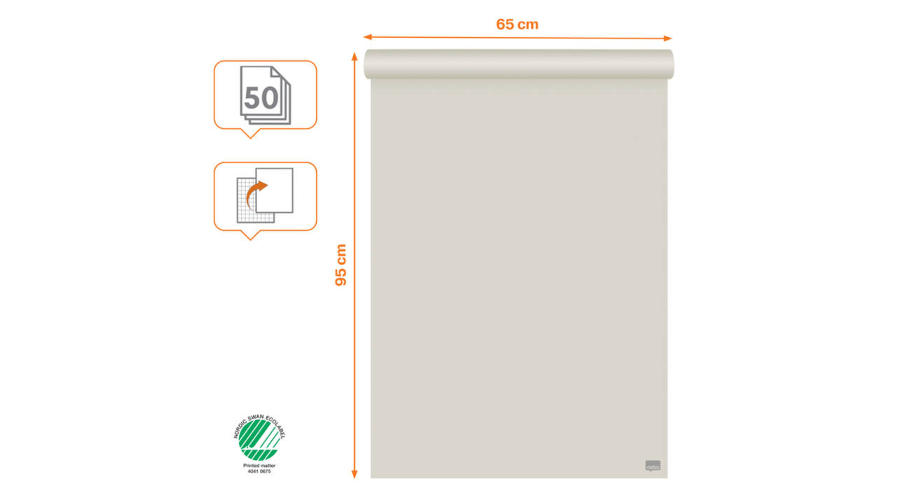 Flipoverpapier Nobo standaard 65x95cm dubbelzijdig rol 50vel