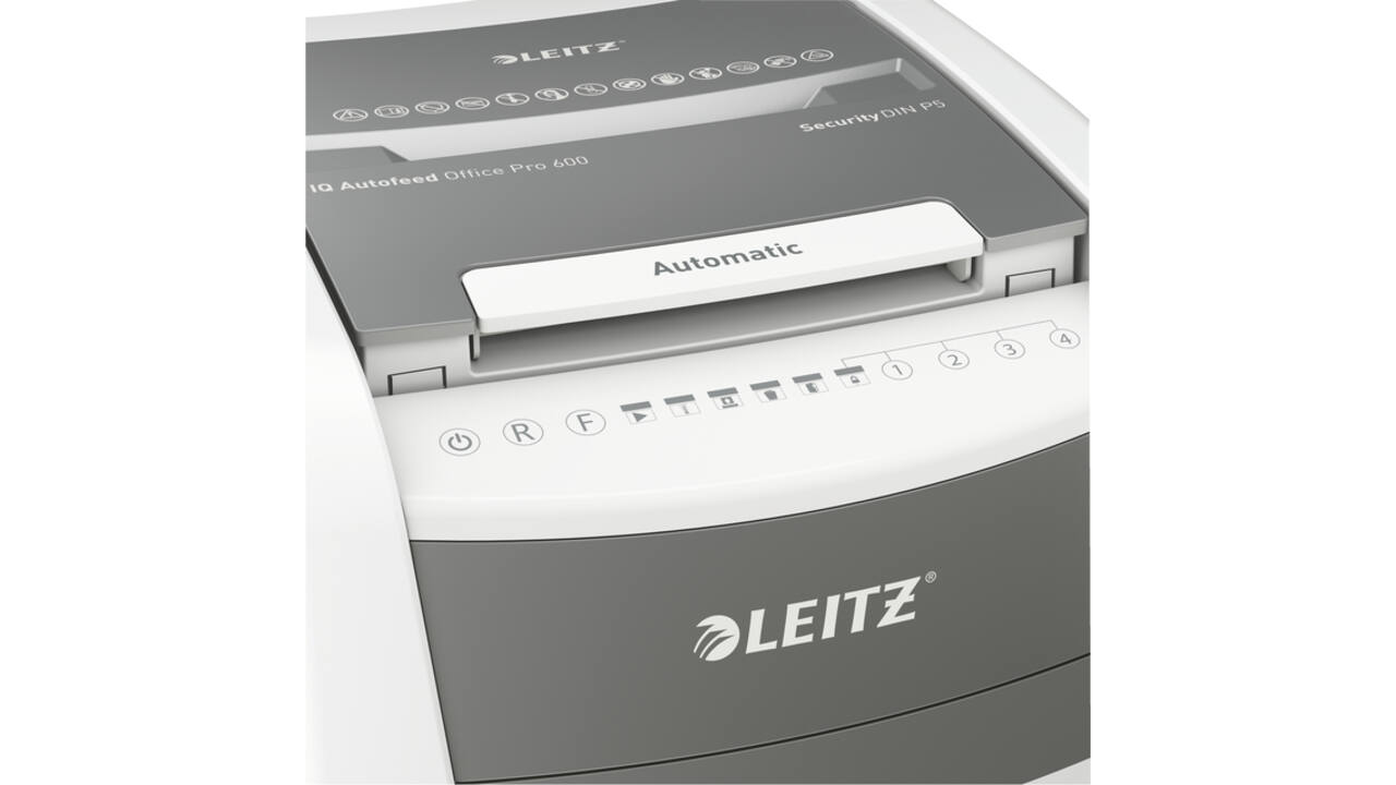Papiervernietiger Leitz IQ Auto+ Office Pro 600 P5 snippers 2x15mm
