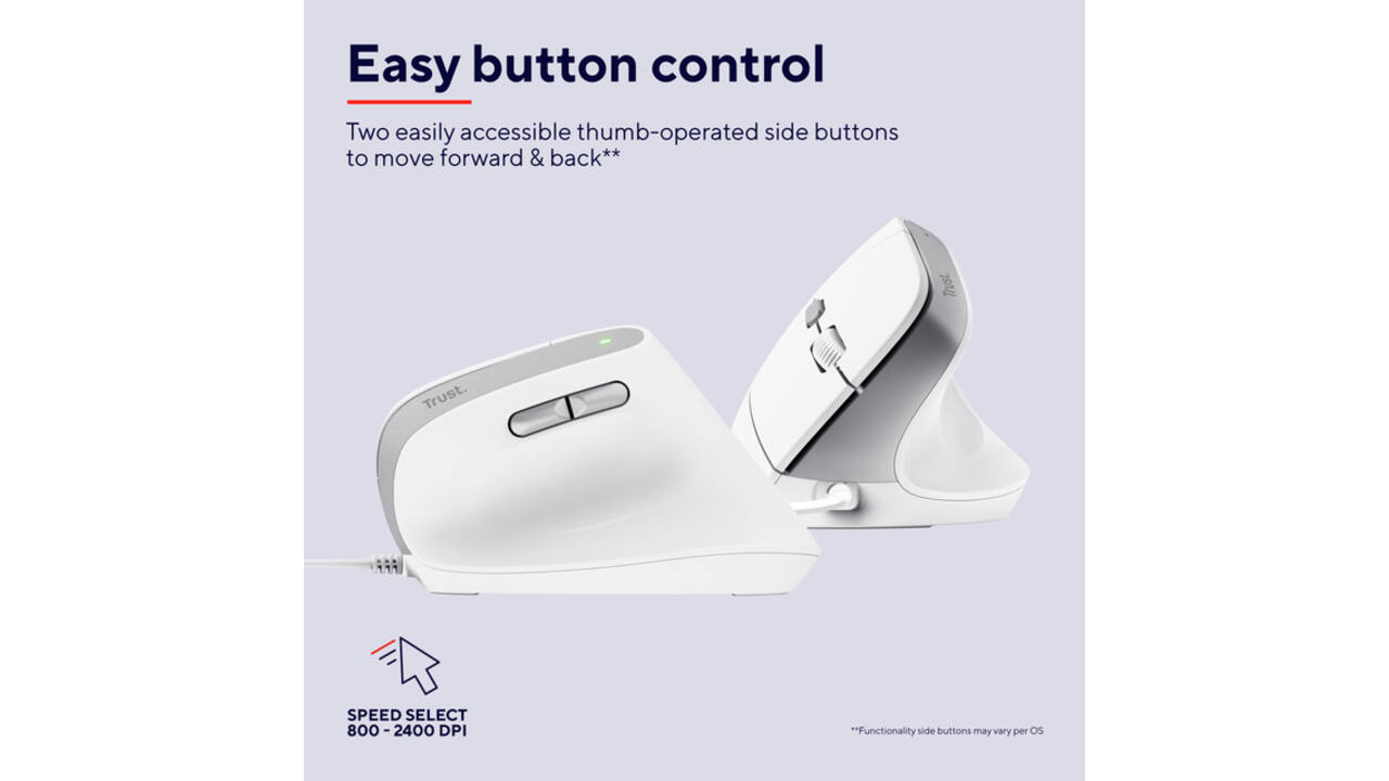 Muis Trust ergonomisch BAYO II wit