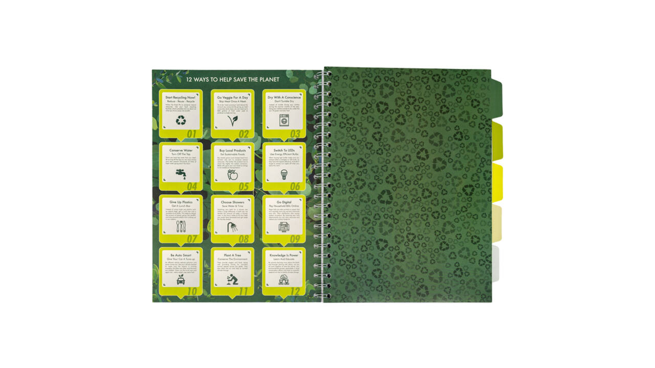 Projectboek Pukka Pad Recycled A4 lijn 5-tabs 4-gaats 200 pagina's 80gr groen