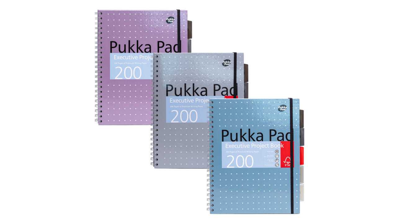 Projectboek Pukka Pad Metallic Executive A4 lijn 5-tabs 4-gaats 200 pagina's 80gr assorti