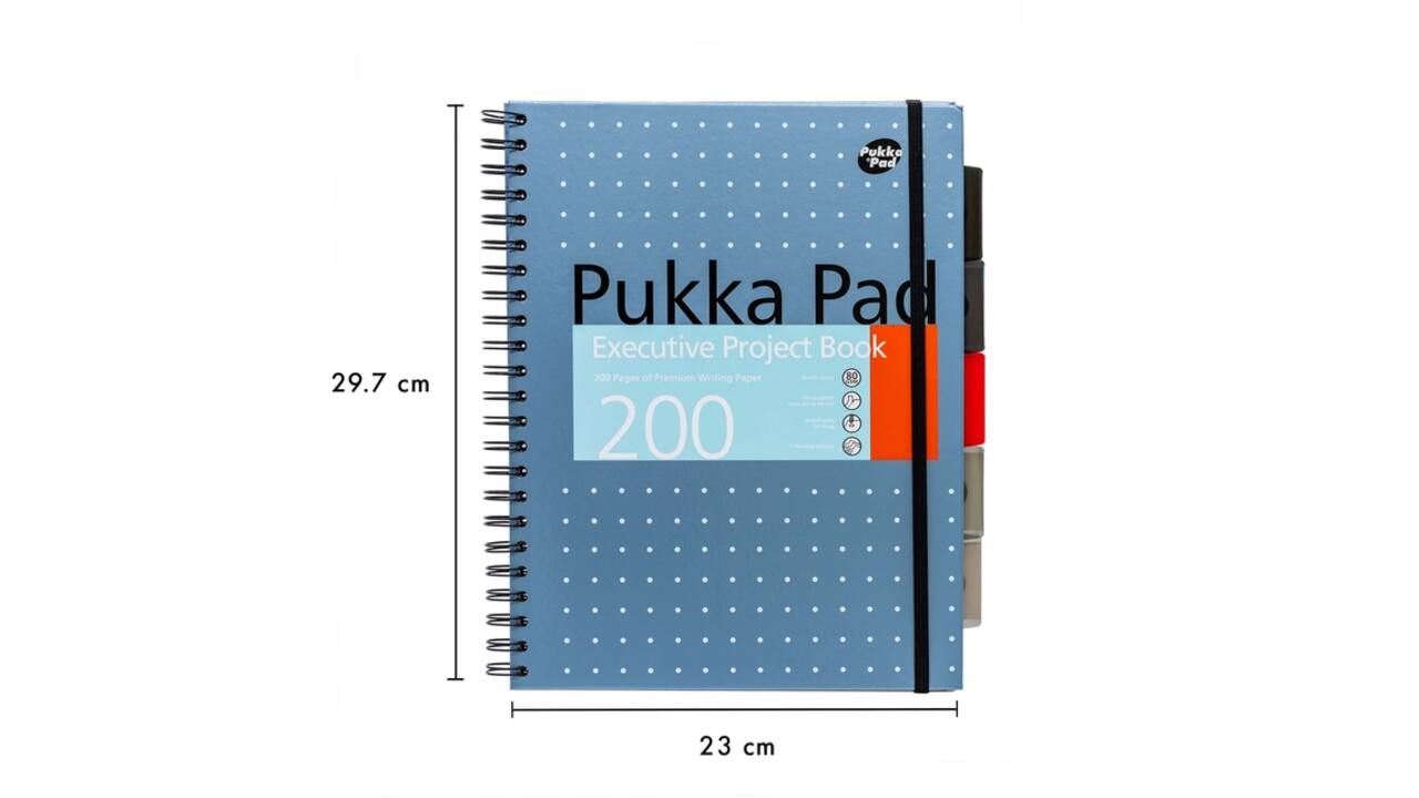 Projectboek Pukka Pad Metallic Executive A4 lijn 5-tabs 4-gaats 200 pagina's 80gr assorti
