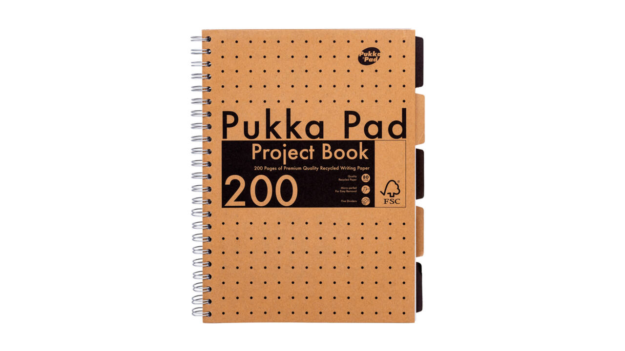 Projectboek Pukka Pad Kraft A4 lijn 5-tabs 200 pagina's 80gr