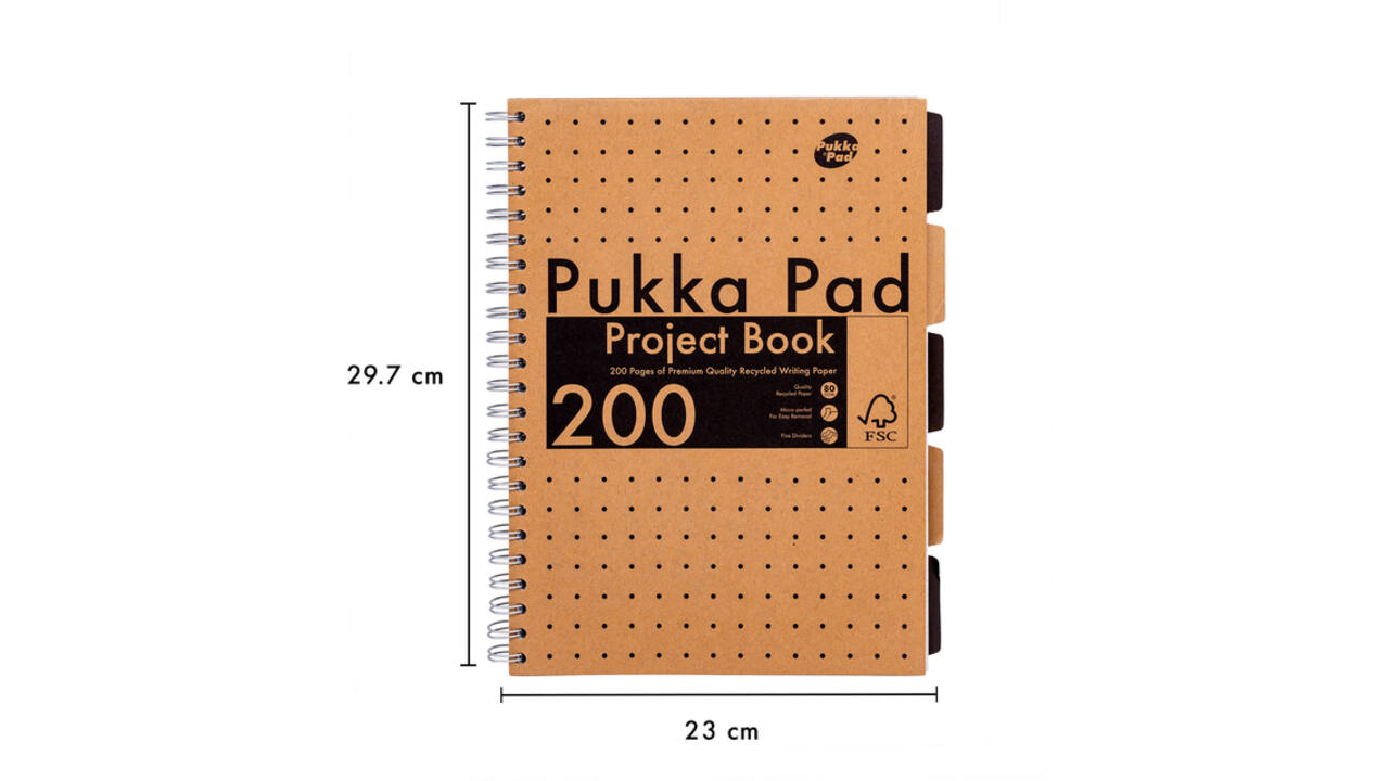 Projectboek Pukka Pad Kraft A4 lijn 5-tabs 200 pagina's 80gr