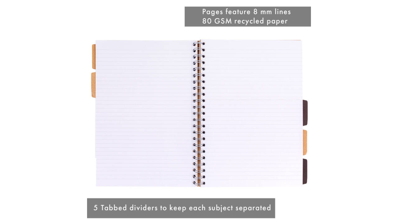 Projectboek Pukka Pad Kraft A4 lijn 5-tabs 200 pagina's 80gr