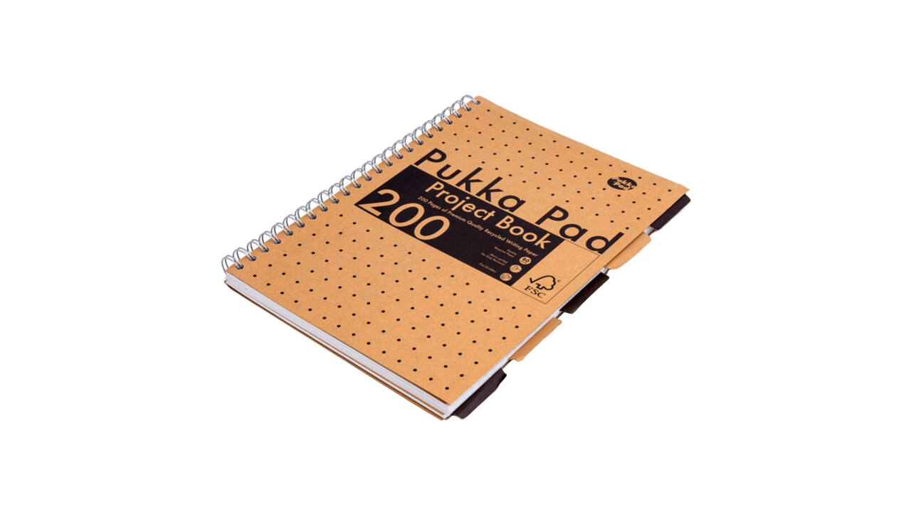 Projectboek Pukka Pad Kraft A4 lijn 5-tabs 200 pagina's 80gr