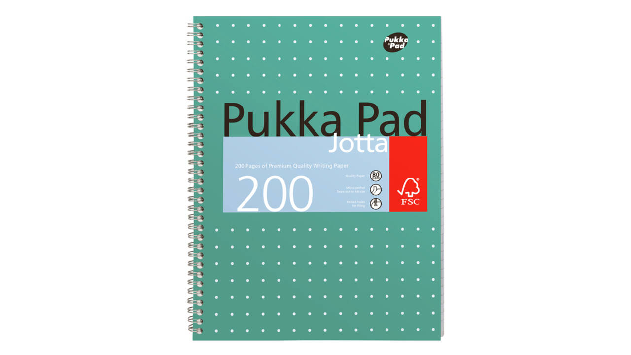 Collegeblok Pukka Pad Jotta A4 lijn 4-gaats 200 pagina's 80gr groen