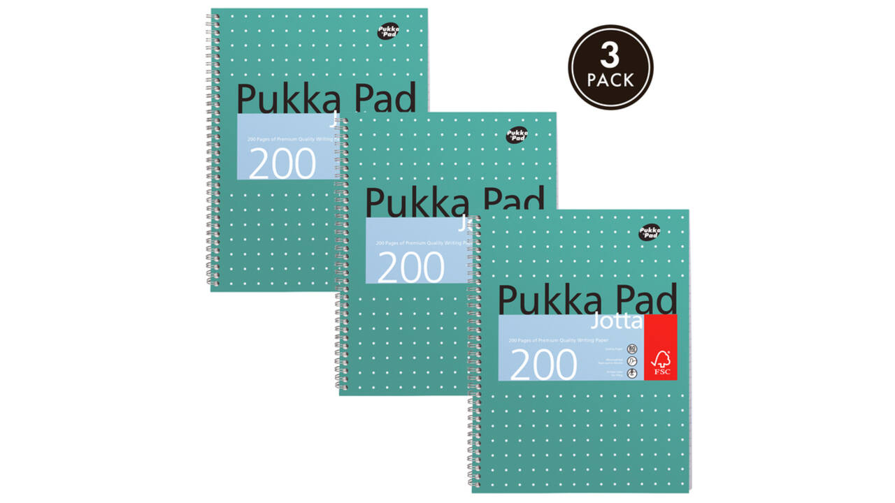 Collegeblok Pukka Pad Jotta A4 lijn 4-gaats 200 pagina's 80gr groen