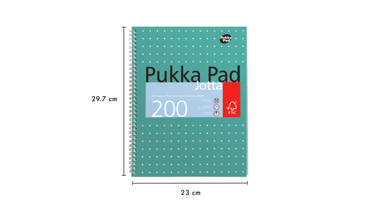 Collegeblok Pukka Pad Jotta A4 lijn 4-gaats 200 pagina's 80gr groen