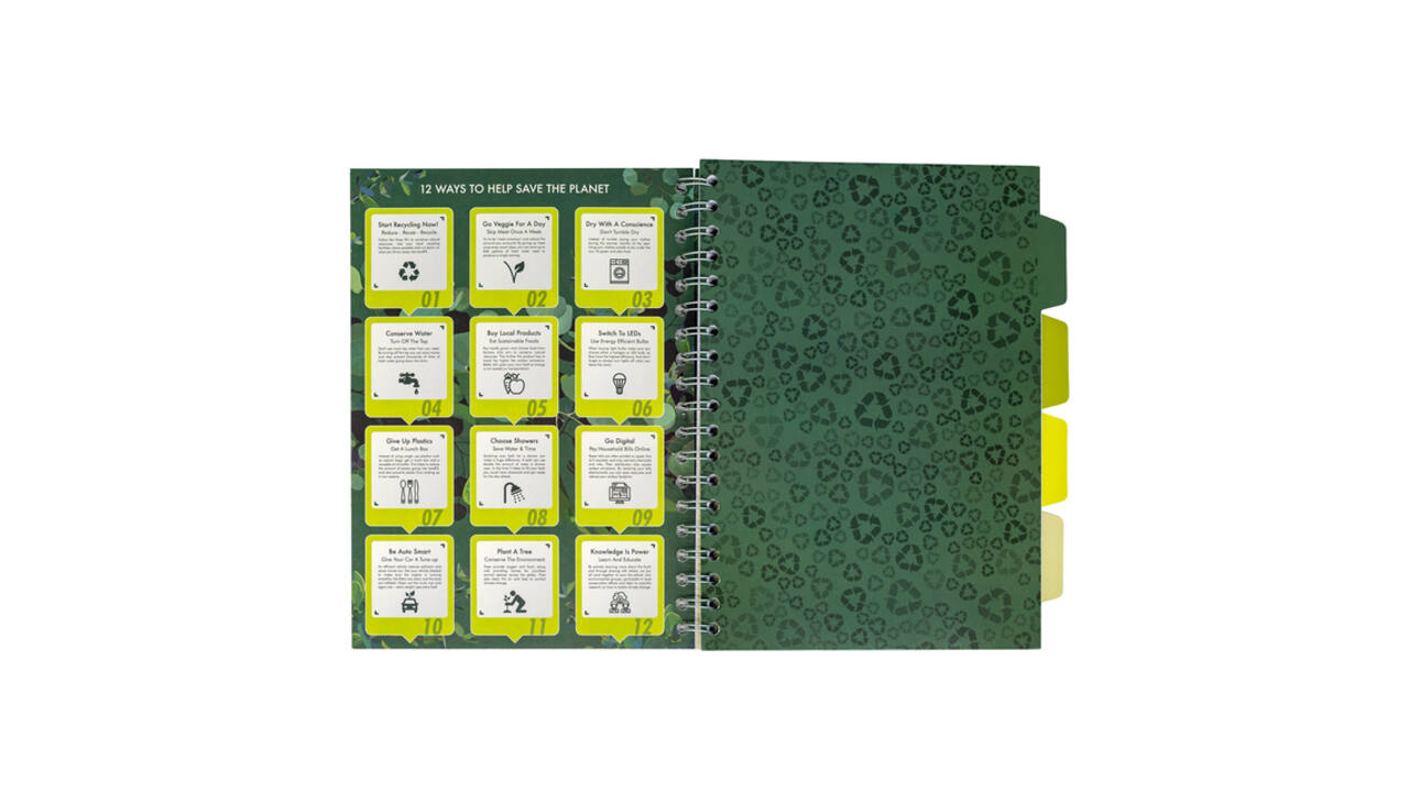 Projectboek Pukka Pad Recycled B5 lijn 4-tabs 200 pagina's 80gr groen