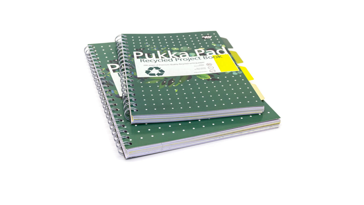 Projectboek Pukka Pad Recycled B5 lijn 4-tabs 200 pagina's 80gr groen