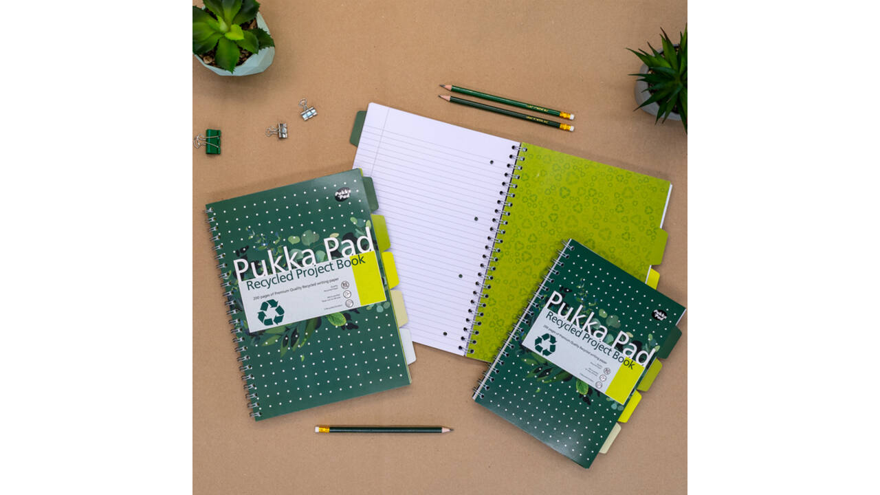 Projectboek Pukka Pad Recycled B5 lijn 4-tabs 200 pagina's 80gr groen