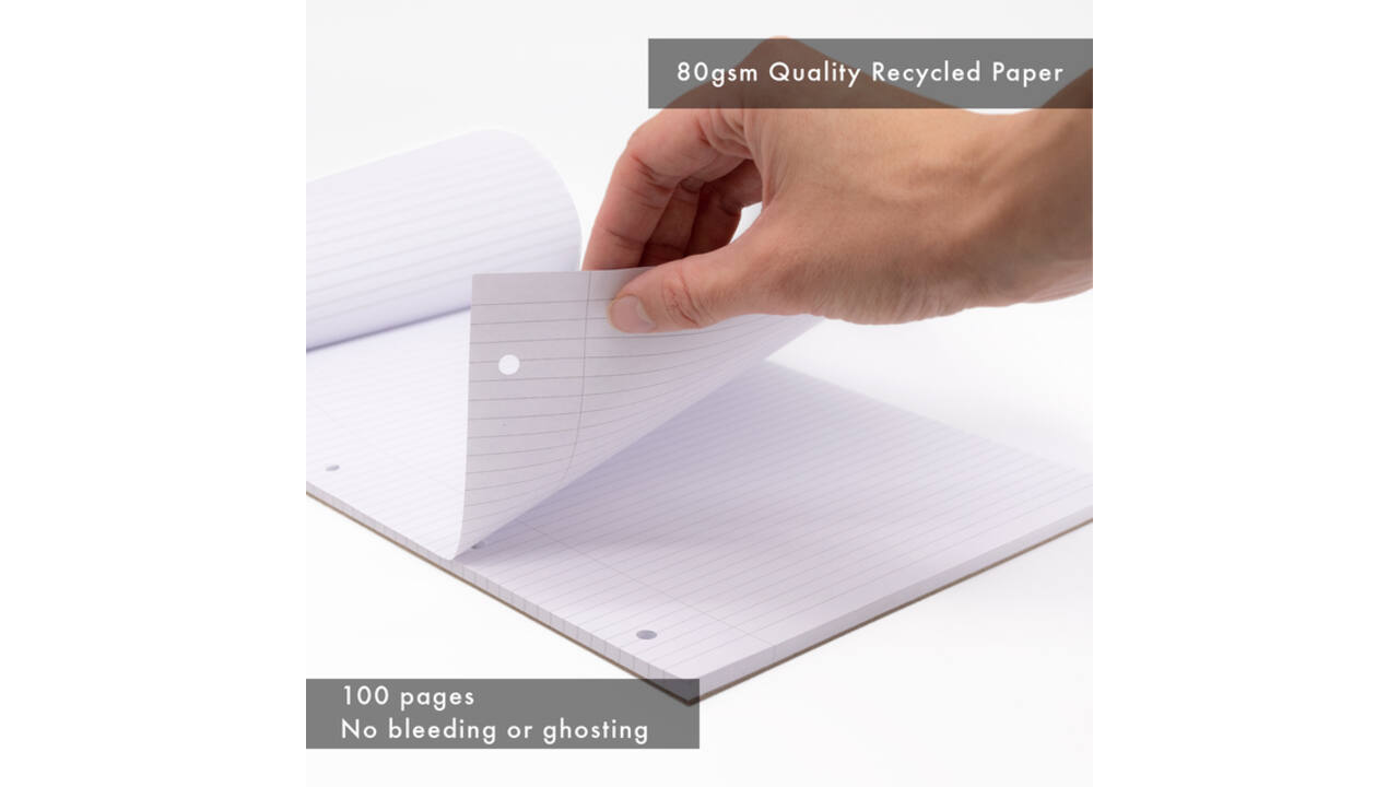 Schrijfblok Pukka Pad Recycled A4 lijn 4-gaats 100 vel 80gr