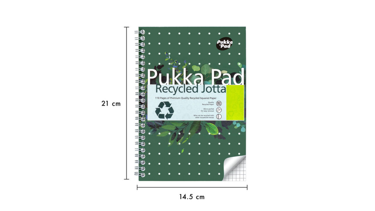 Notitieboek Pukka Pad Jotta A5 ruit 5x5mm 110 pagina's 80gr groen