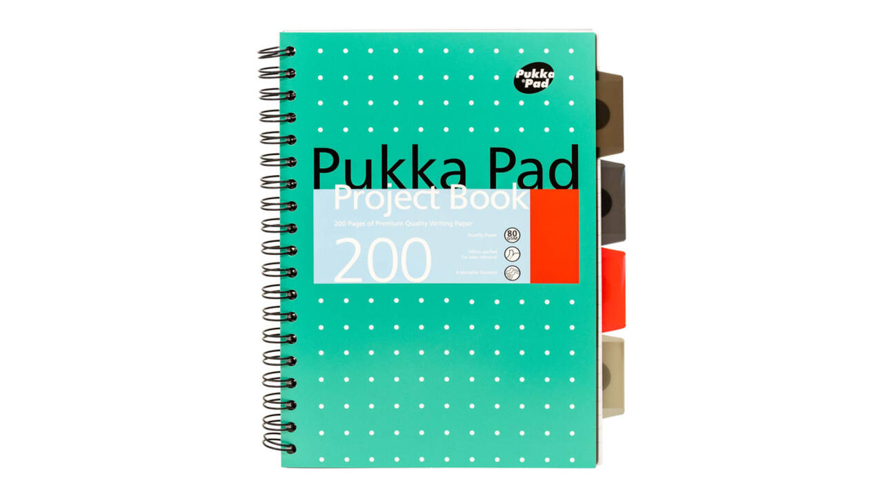 Projectboek Pukka Pad Metallic B5 lijn 4-tabs 200 pagina's 80gr groen