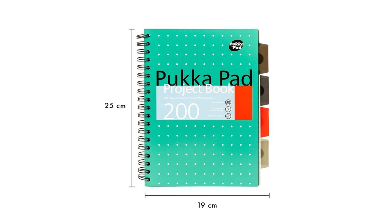 Projectboek Pukka Pad Metallic B5 lijn 4-tabs 200 pagina's 80gr groen