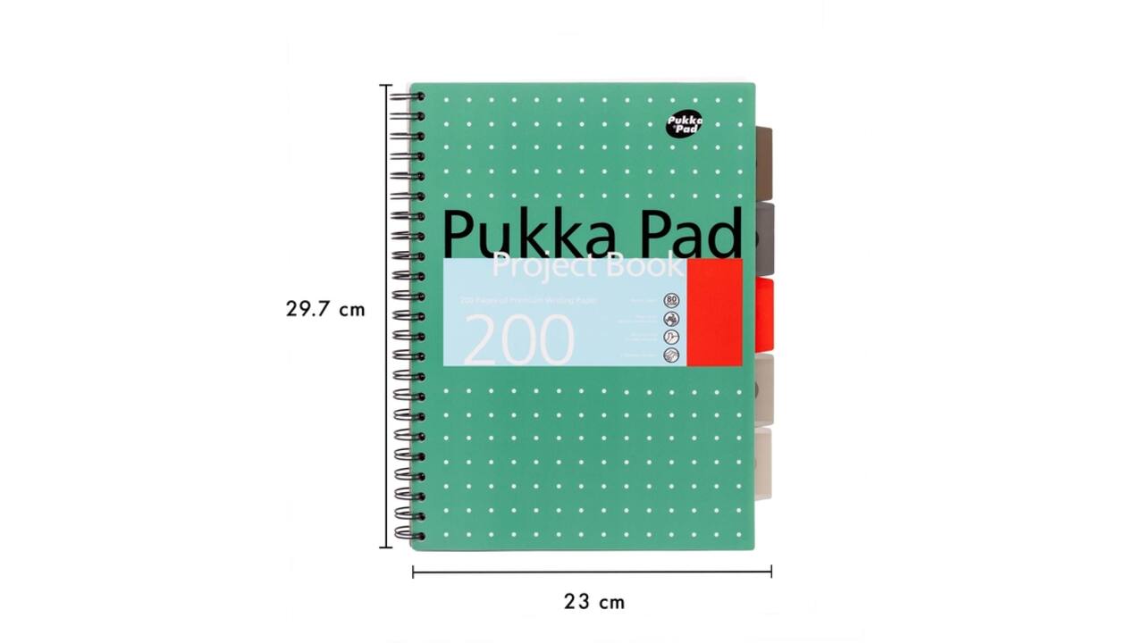 Projectboek Pukka Pad Metallic A4 lijn 5-tabs 200 pagina's 80gr groen