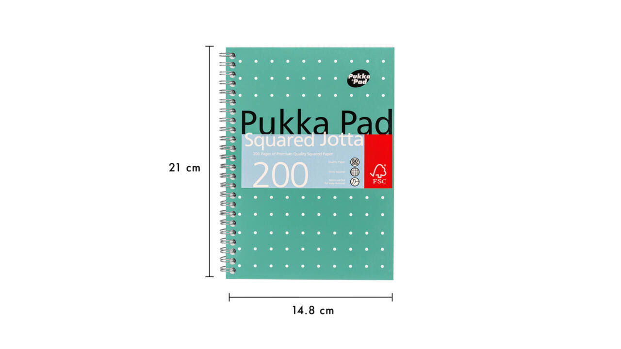Notitieboek Pukka Pad Jotta A5 ruit 5x5mm 200 pagina's 80gr groen