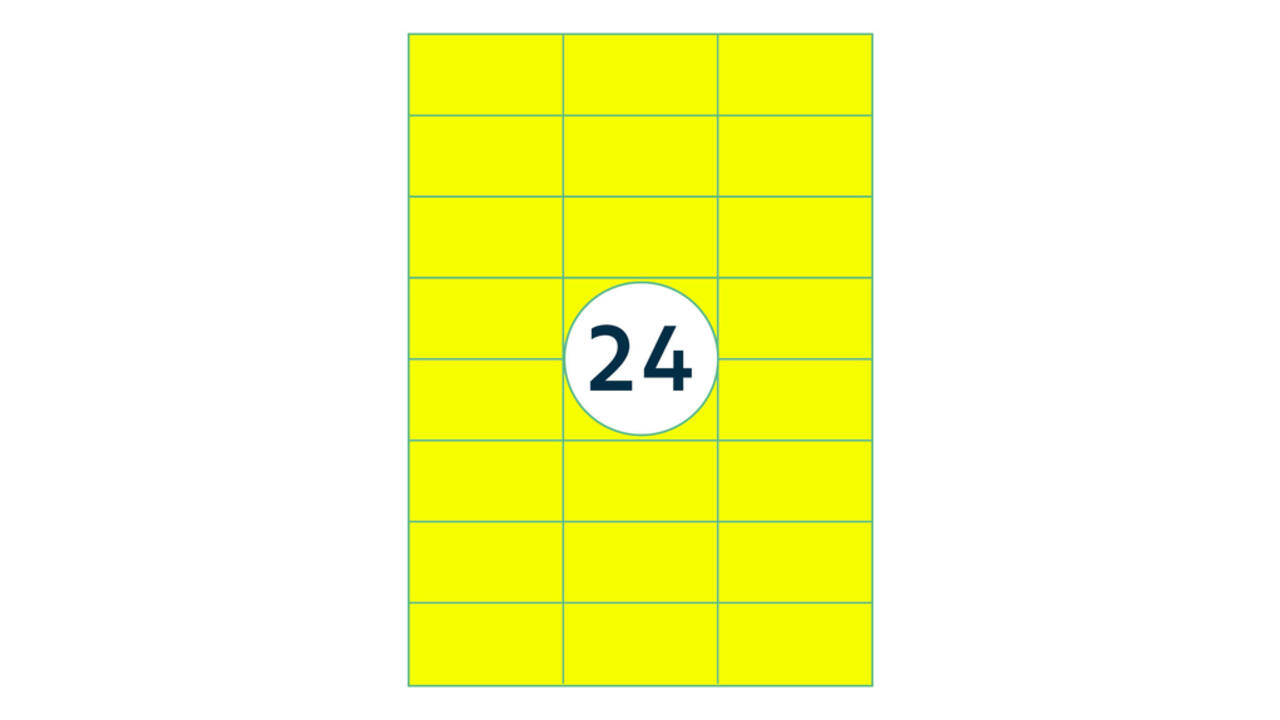 Etiket rillprint 70x37mm fluorgeel 2400 etiketten