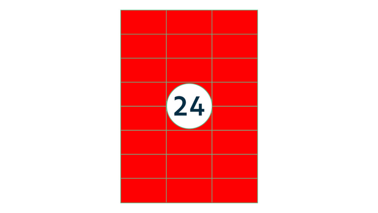 Etiket Rillprint 70x37mm fluor rood 2400 stuks
