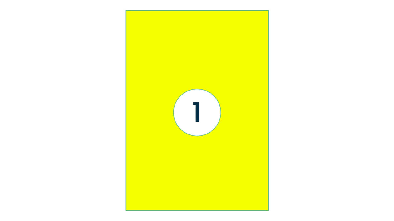 Etiket rillprint 210x297mm fluorgeel 100 etiketten