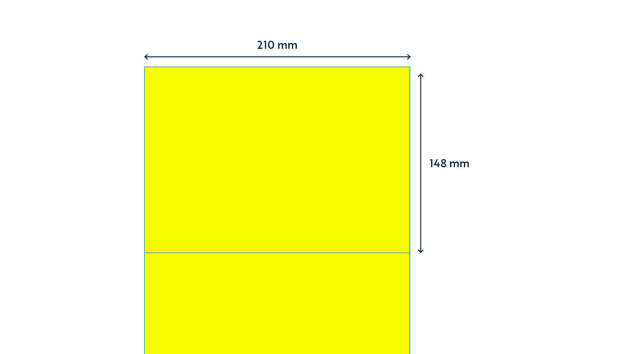 Etiket rillprint 210x148mm fluorgeel 200 etiketten