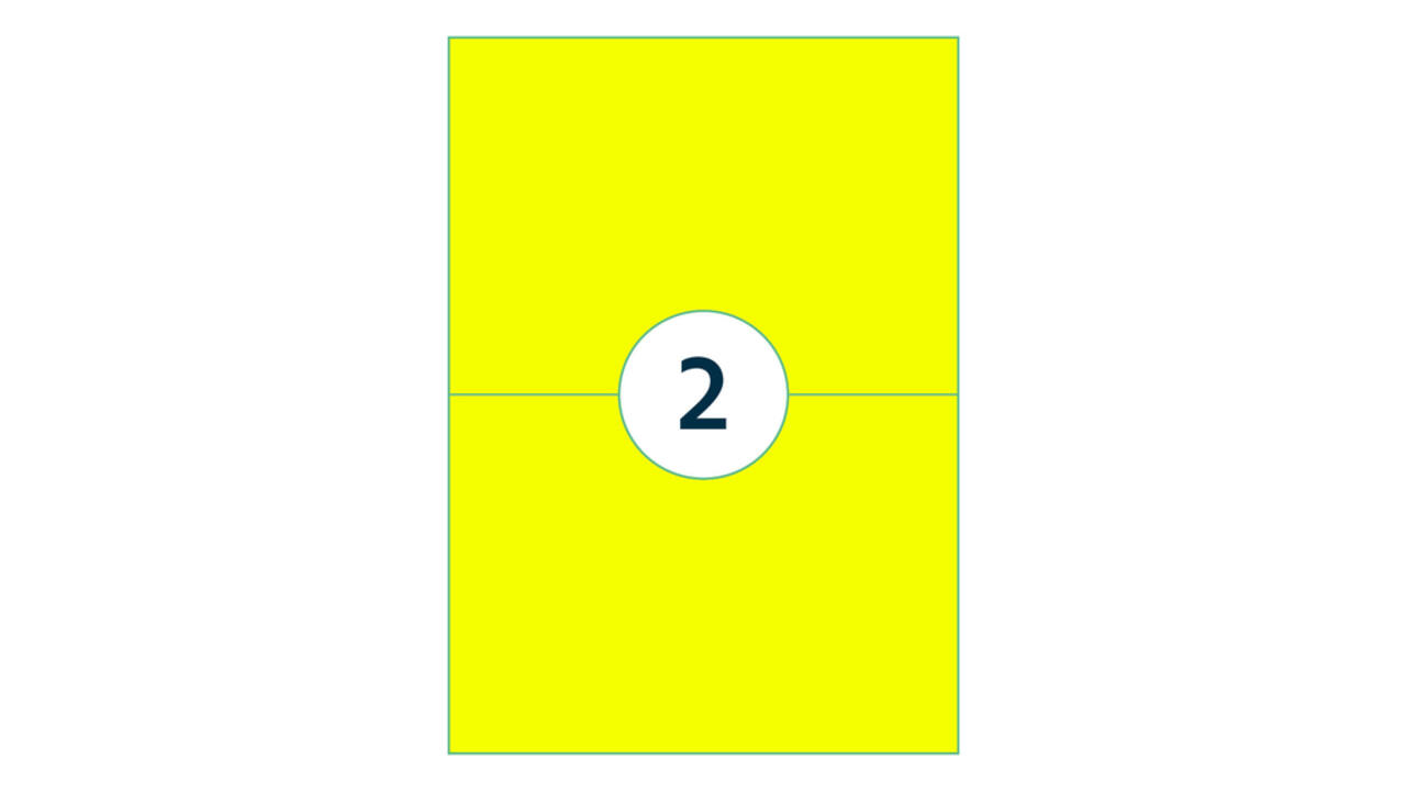 Etiket rillprint 210x148mm fluorgeel 200 etiketten