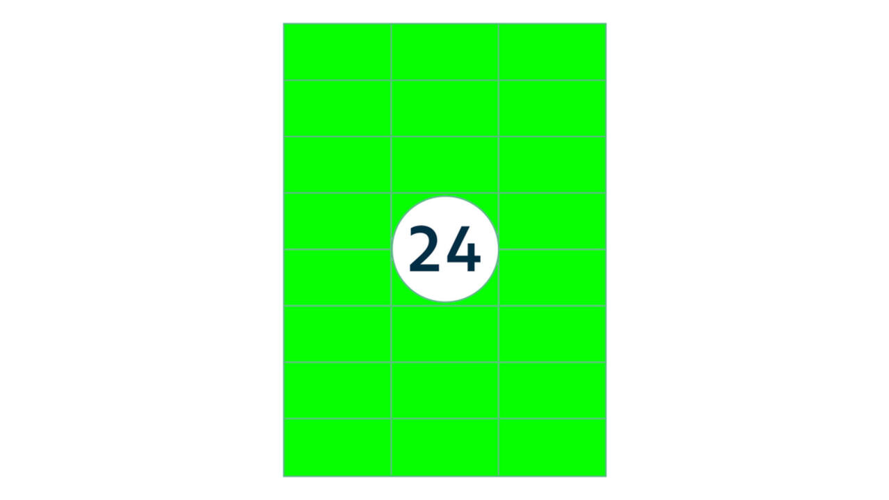 Etiket rillprint 70x37mm fluorgroen 2400 etiketten
