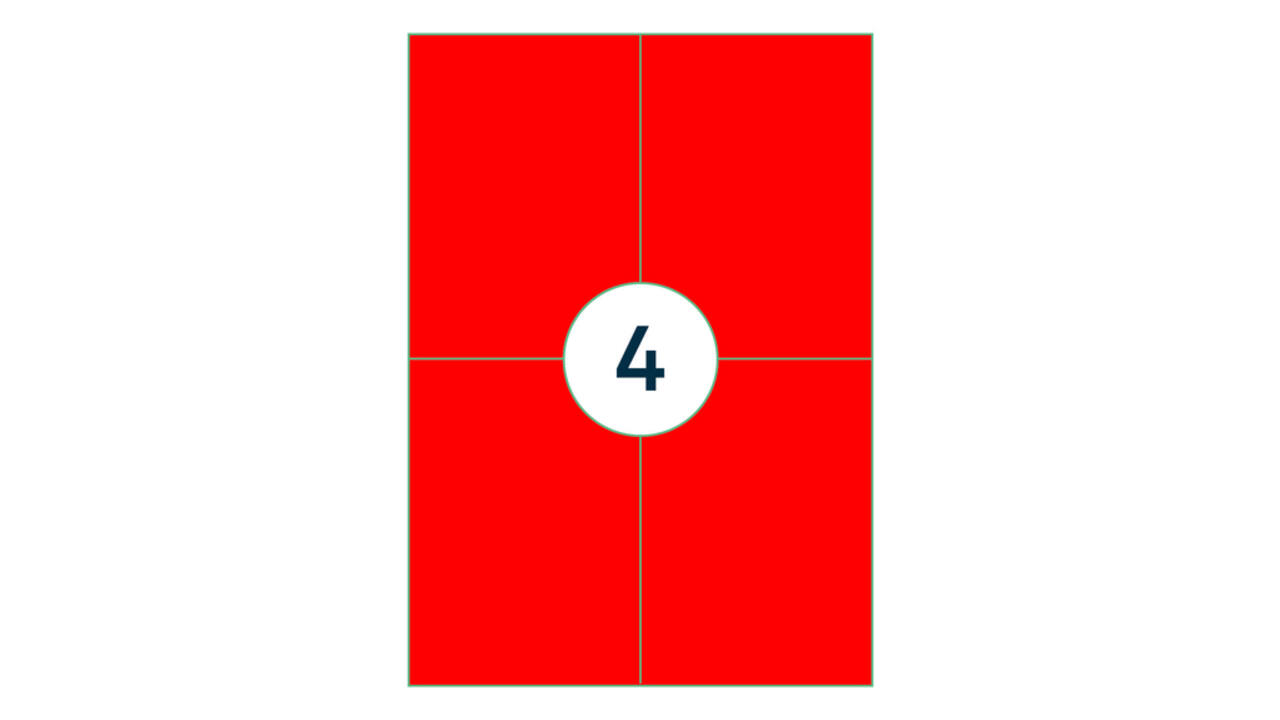 Etiket rillprint 105x148mm fluorrood 400 etiketten