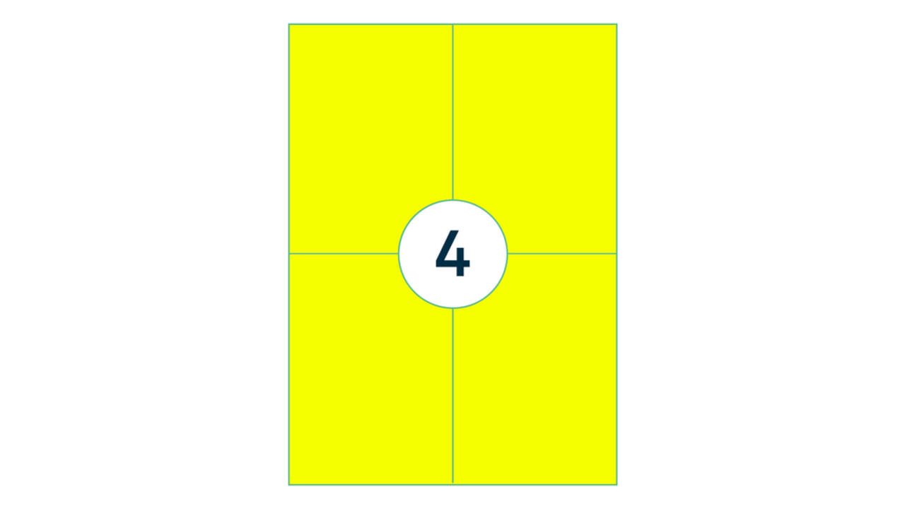 Etiket rillprint 105x148mm fluorgeel 400 etiketten