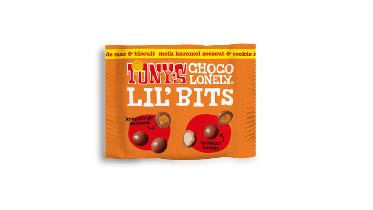 Chocolade Tony's Chocolonely Lil'Bits karamel zeezout & cookie mix 40 gram