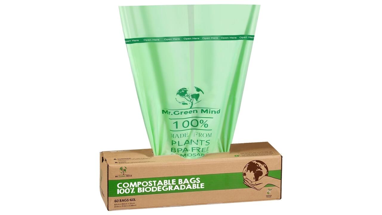 Afvalzak bio Mr.Green Mind 60x80cm 60 liter dispenser 60 stuks