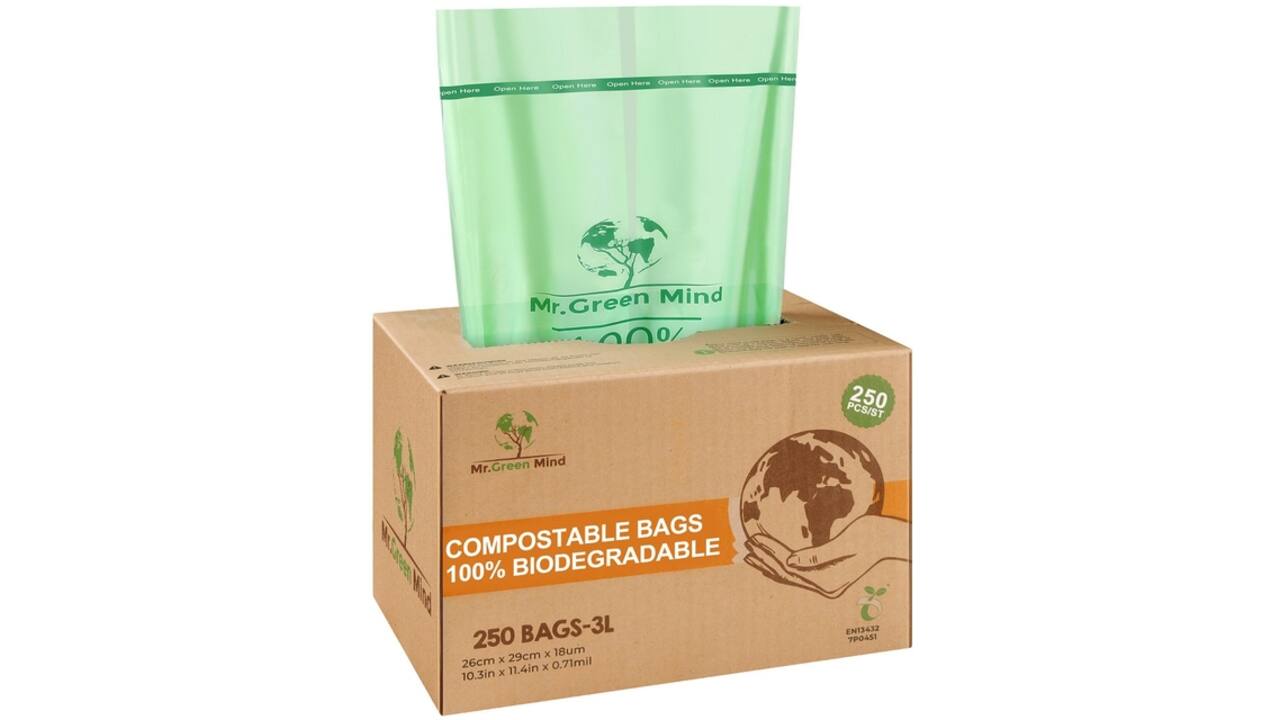 Afvalzak bio Mr.Green Mind 26x29cm 2-3 liter dispenser 250 stuks