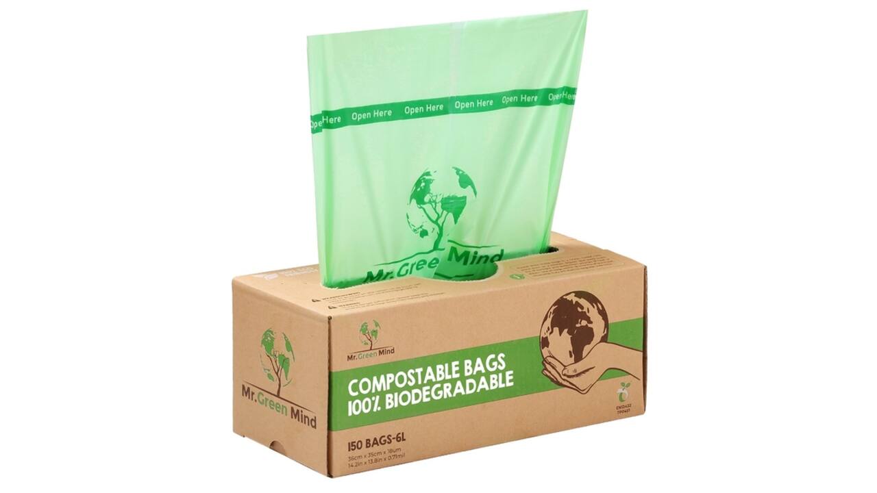 Afvalzak bio Mr.Green Mind 36x35cm 6 liter dispenser 150 stuks