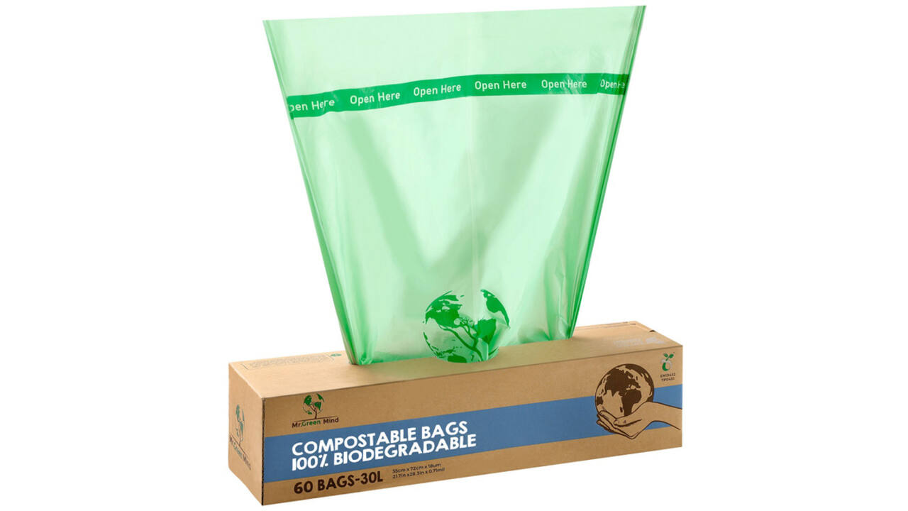 Afvalzak bio Mr.Green Mind 54x72cm 30 liter dispenser 60 stuks