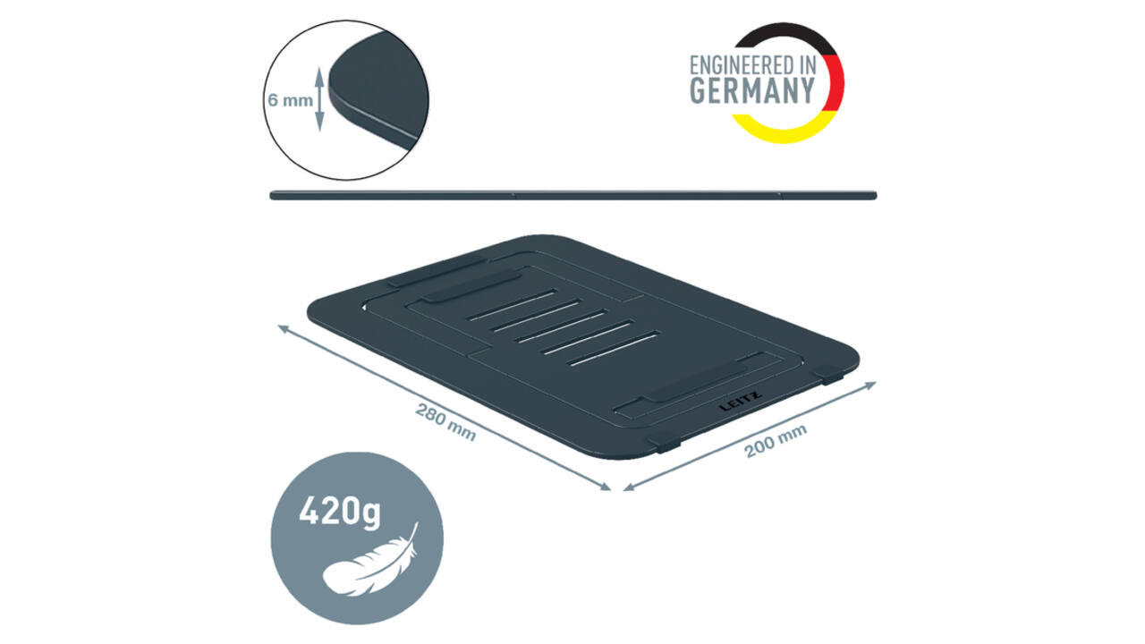 Laptopstandaard Leitz Ergo Aluminium plat verstelbaar