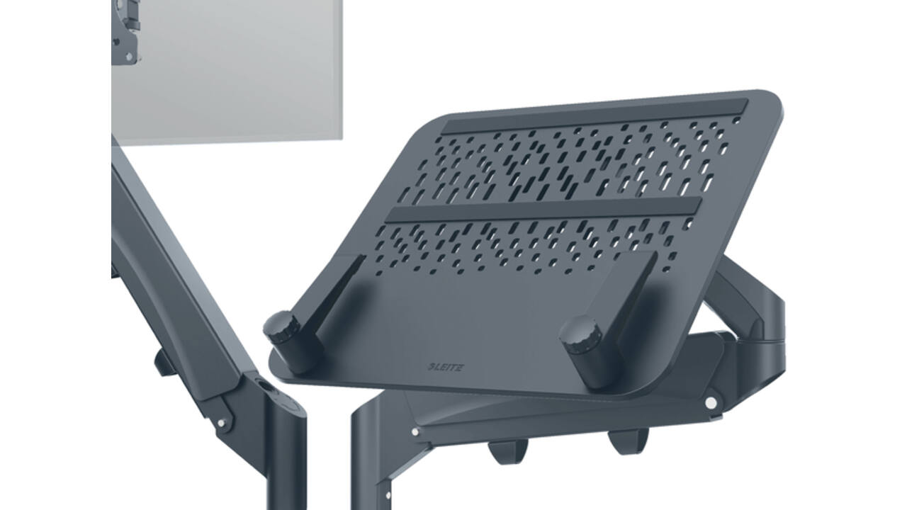 Monitor- en laptoparm Leitz Ergo ruimtebesparend dubbel donkergrijs