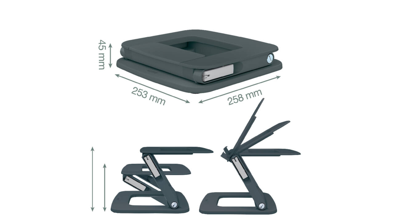 Laptopstandaard Leitz Ergo verstelbare multihoek grijs