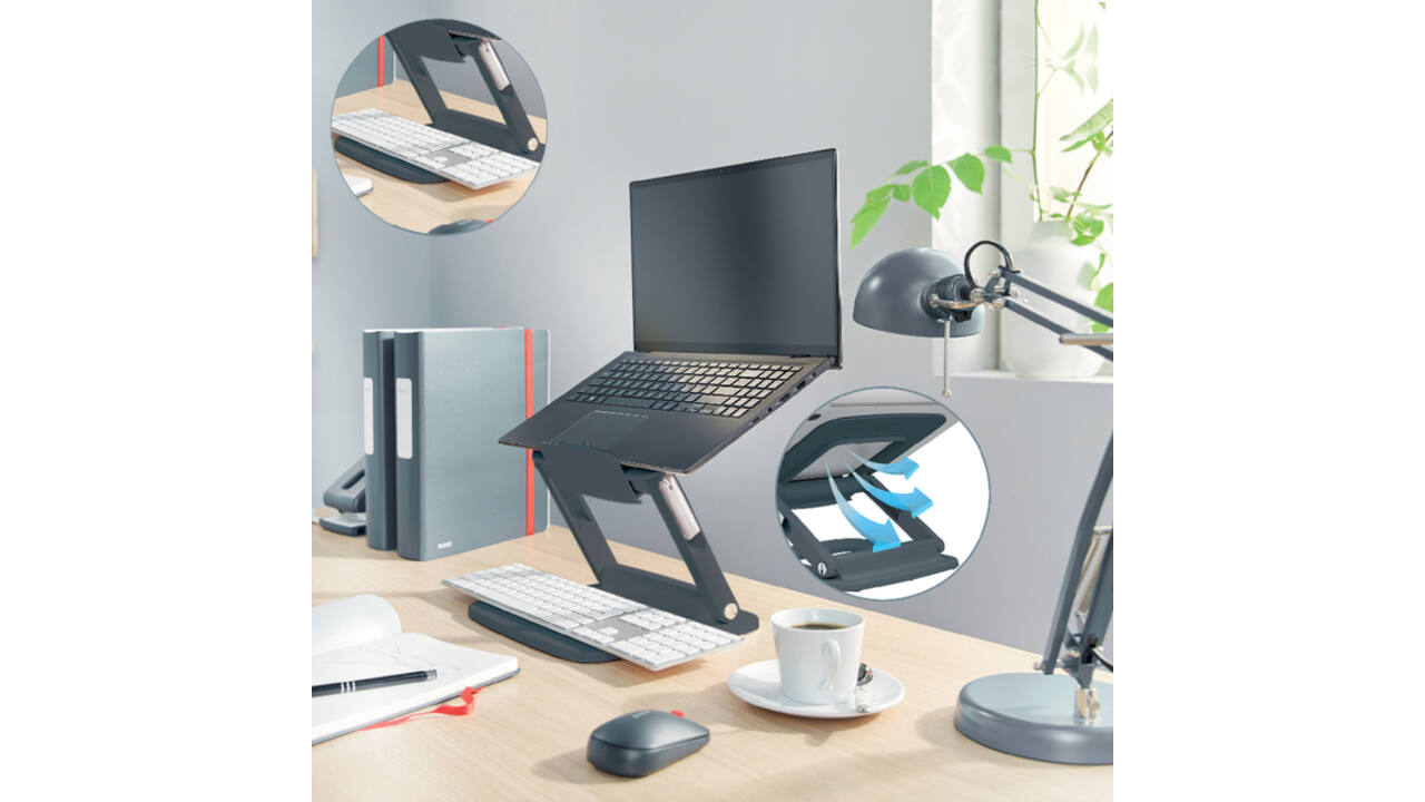 Laptopstandaard Leitz Ergo verstelbare multihoek grijs